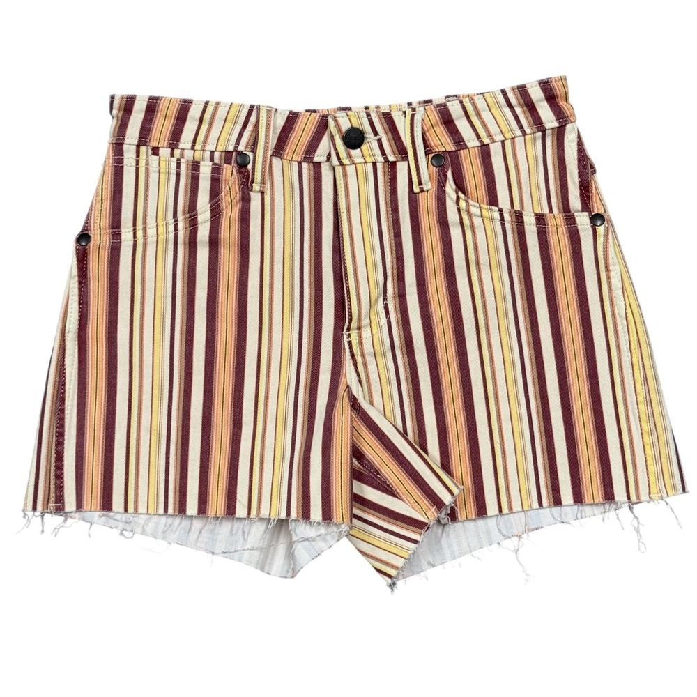 Wrangler Shorts Womens 26 Multicolor Striped High Rise Cowboy Cutoff Denim